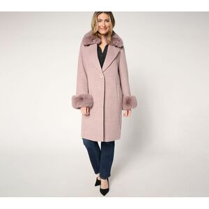 Thread Collective Women's Plus Sz Jacket 2X Faux Fur Trimmed Coat Purple A658026